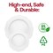 White with Silver Rim Round Blossom Disposable Plastic Dinner Plates - 10.25" (120 Plates)